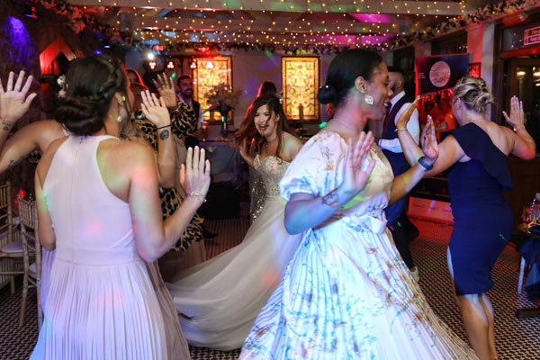 Bride dancing at her wedding at The Knowle wedding venue, Kent