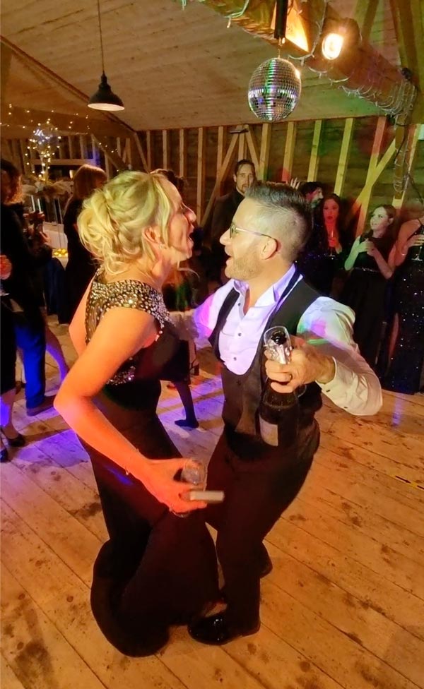 couple dancing at their joint 40th birthday party in Birchington, Kent